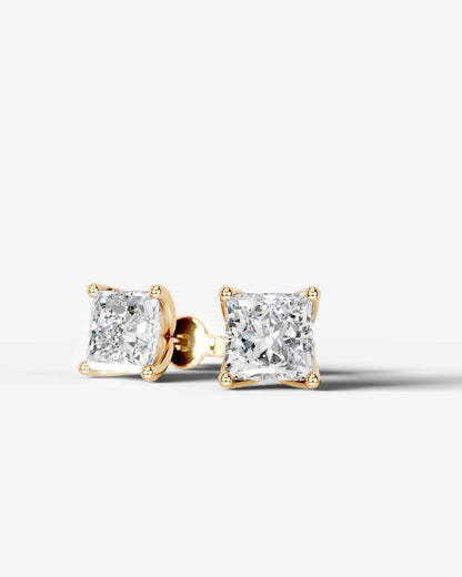 Doris Lab Grown Diamond Earrings Princess - Yellow Gold