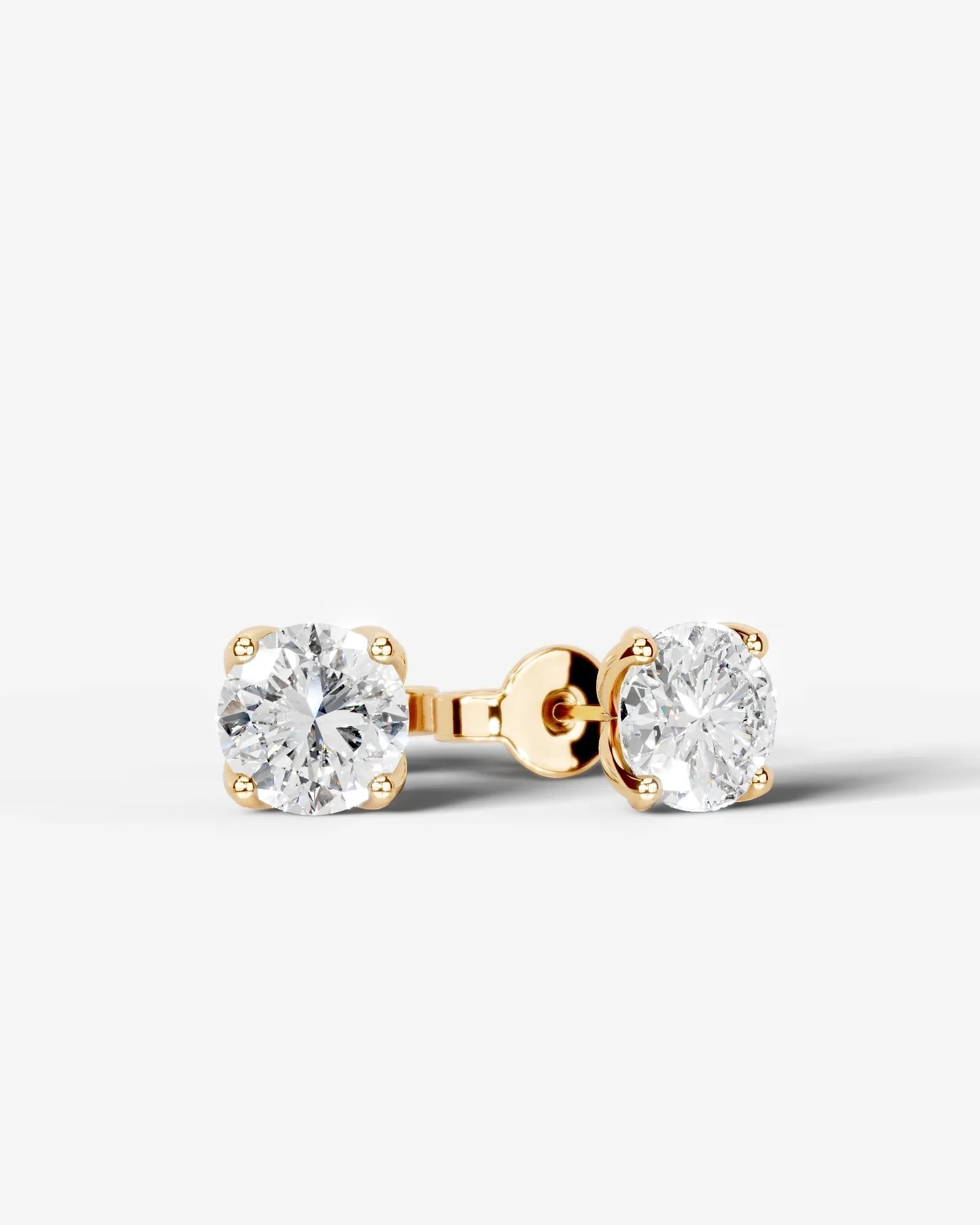 Doris Lab Grown Diamond Earrings Round - Yellow Gold