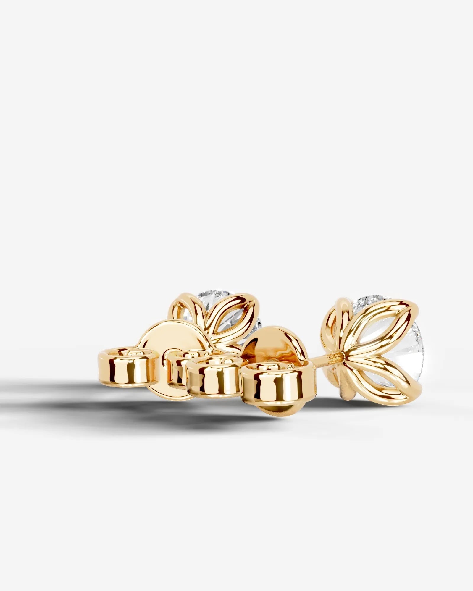 Doris Lab Grown Diamond Earrings Round - Yellow Gold
