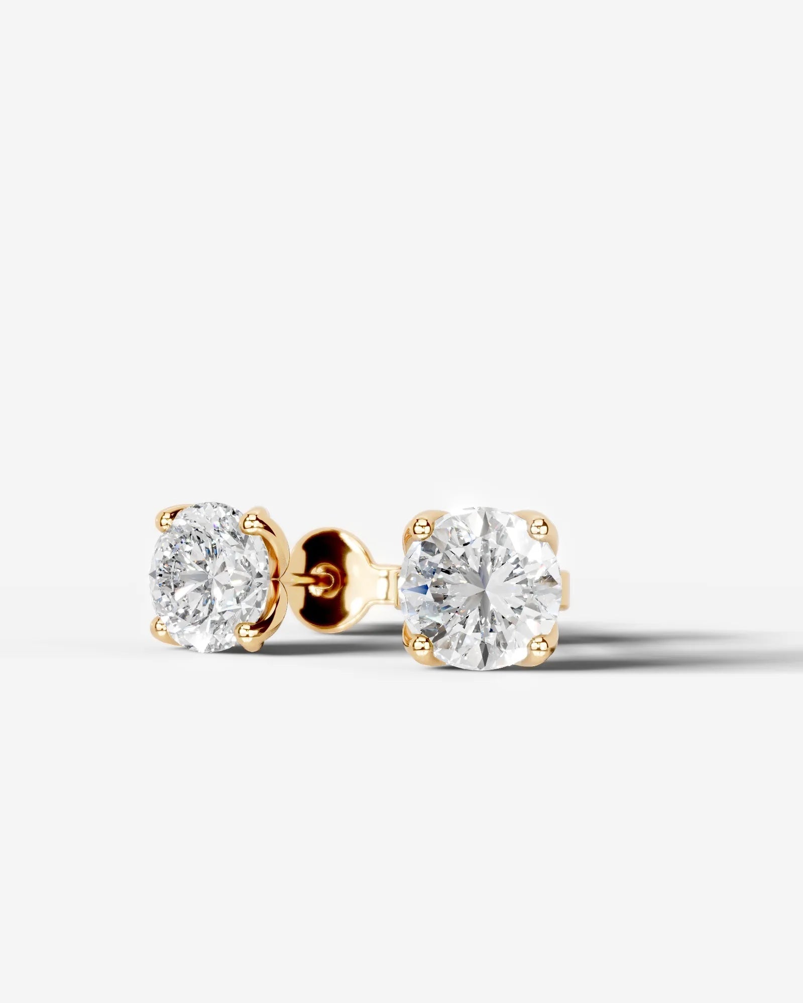 Doris Lab Grown Diamond Earrings Round - Yellow Gold