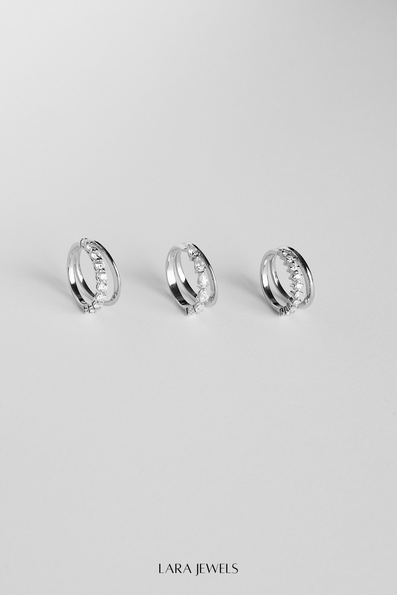 Double Band 10pt Round Diamond Ring 18K White Gold - Back view