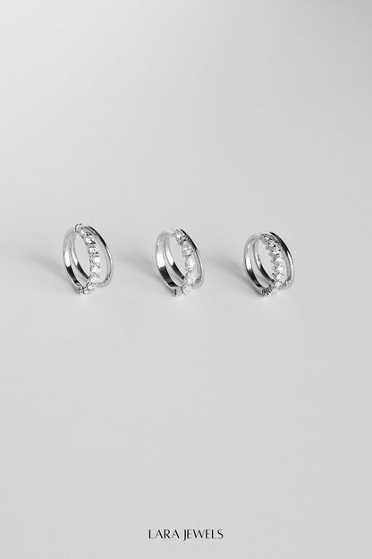 Double Band 10pt Round Diamond Ring 18K White Gold - Back view