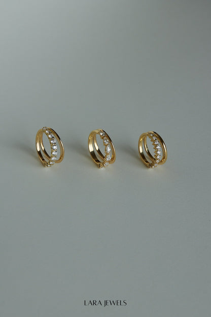 Double Band 10pt Round Diamond Ring 18K Yellow Gold - Detail view