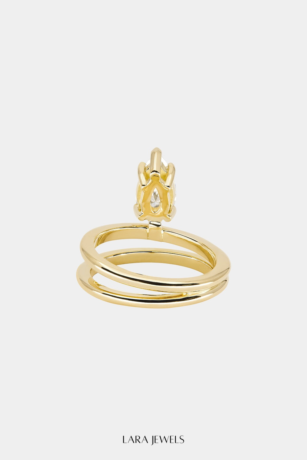 Double Band Diamond Pear Ring 18K Gold - Detail view