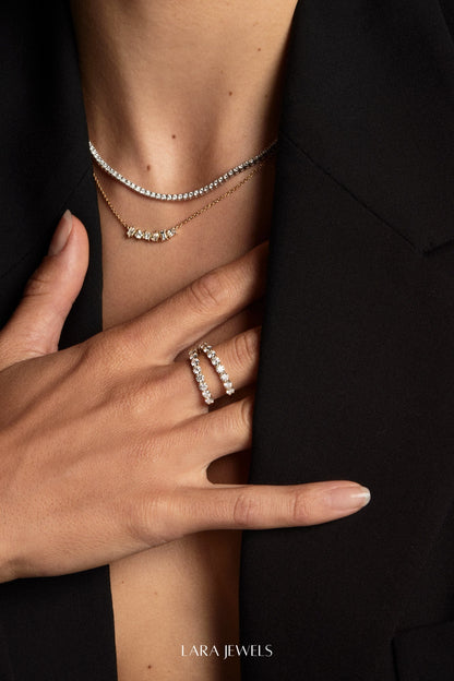 Double Band Georgie Ring 18K White Gold - Side view
