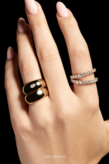 Double Band Georgie Ring 18K White Gold - Lifestyle