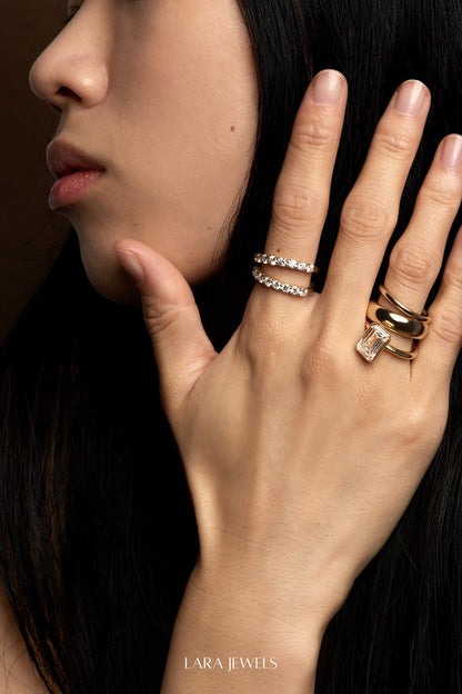 Double Band Georgie Ring 18K White Gold - Detail