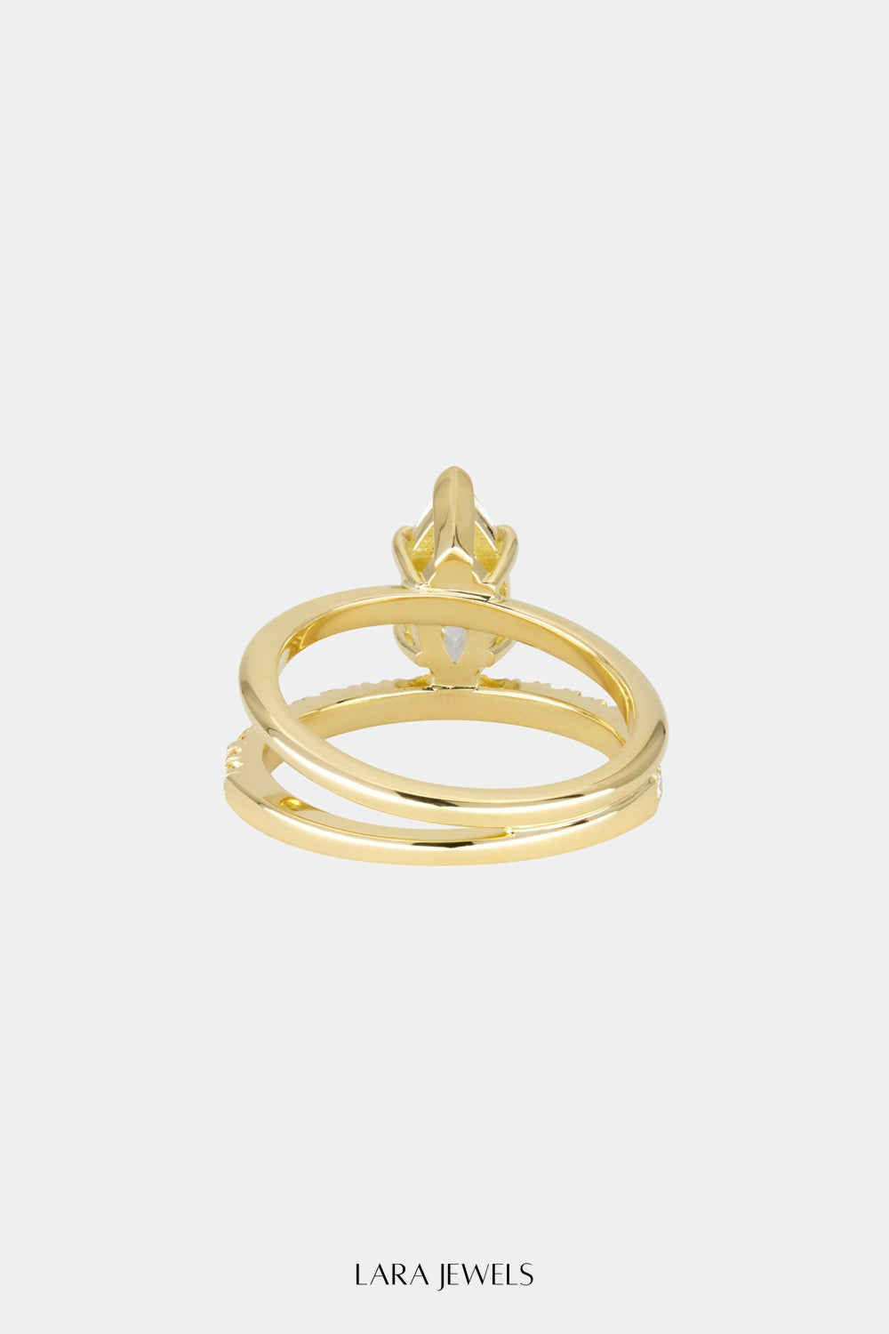 Double Band Marquise Diamond Ring 18K Gold - Detail view