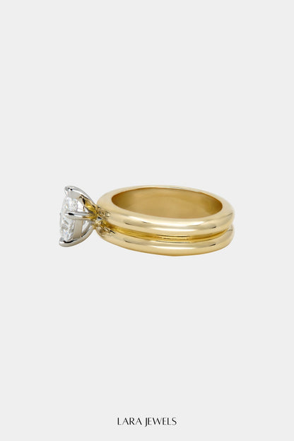 Pear Diamond Double Orielle Ring 18K Yellow Gold - Back view