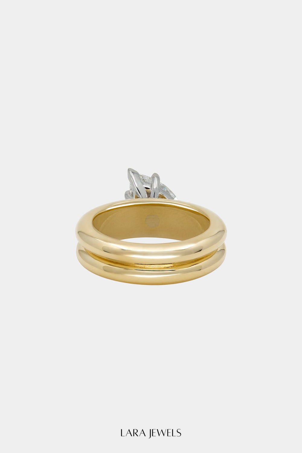 Pear Diamond Double Orielle Ring 18K Yellow Gold - Detail view