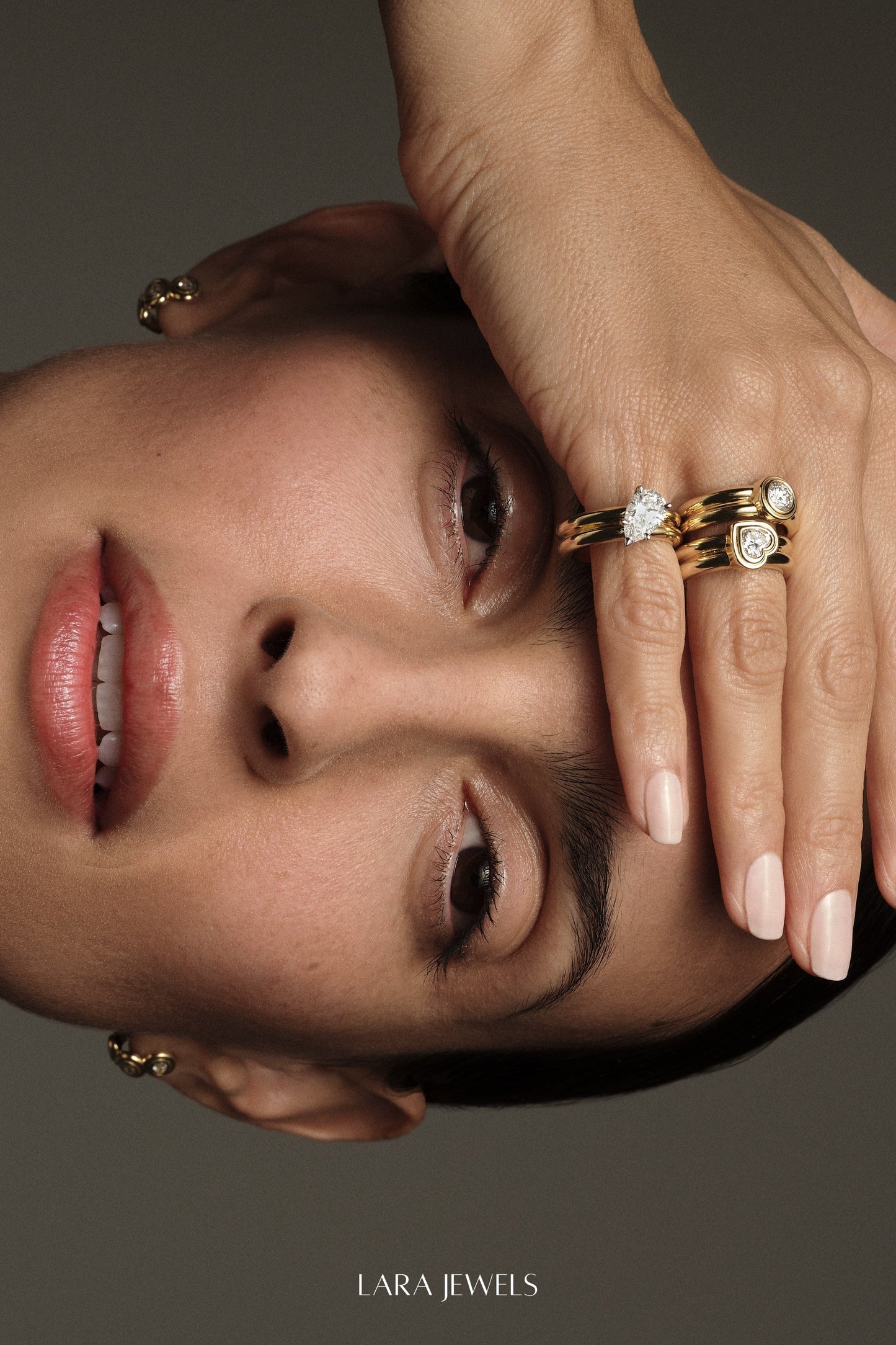Pear Diamond Double Orielle Ring 18K Yellow Gold - Detail