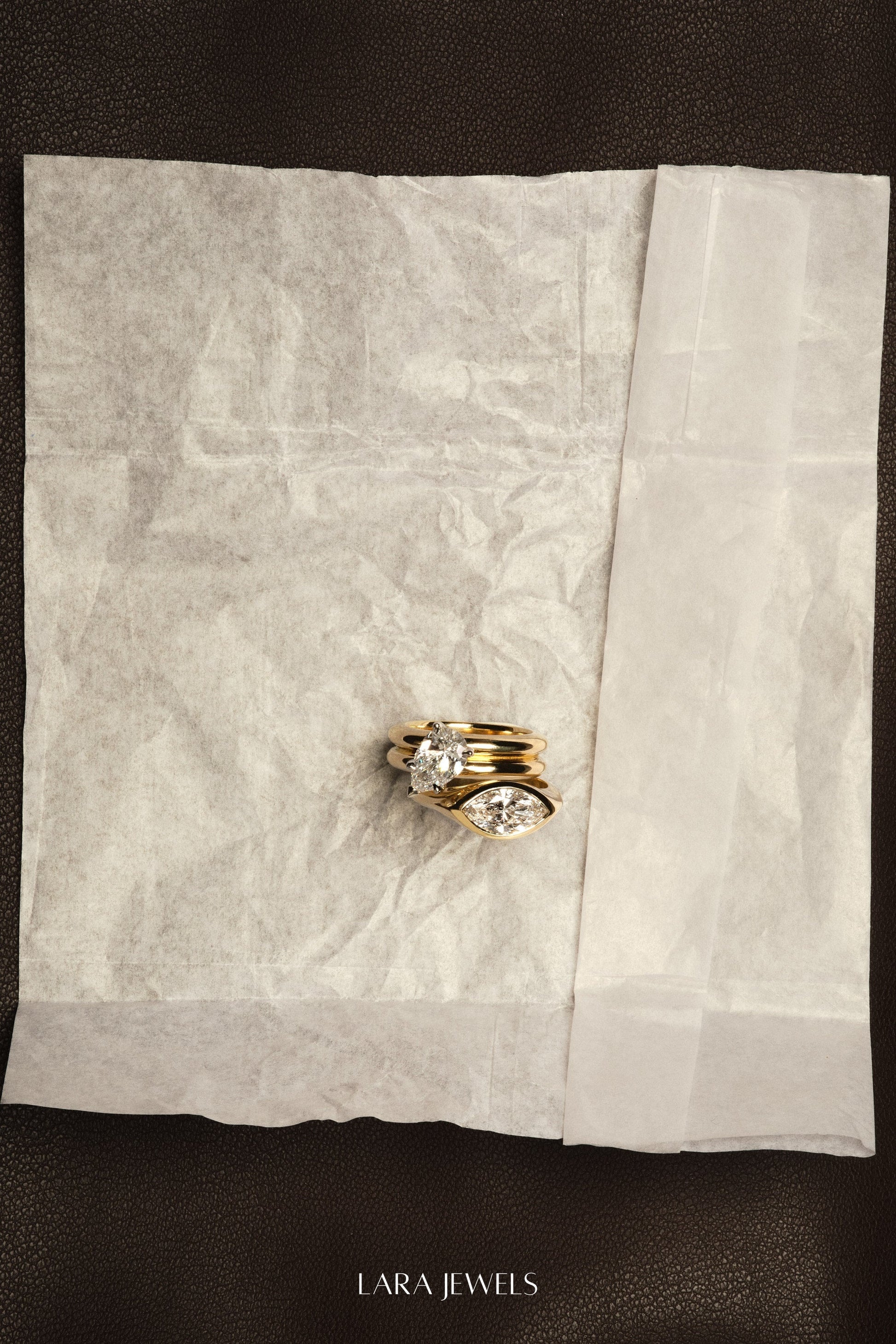 Pear Diamond Double Orielle Ring 18K Yellow Gold - Detail