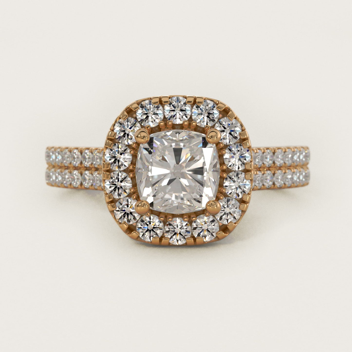 Double Shank Diamond Halo Engagement Ring In 14K Yellow Gold By James Allen - Cushion Center