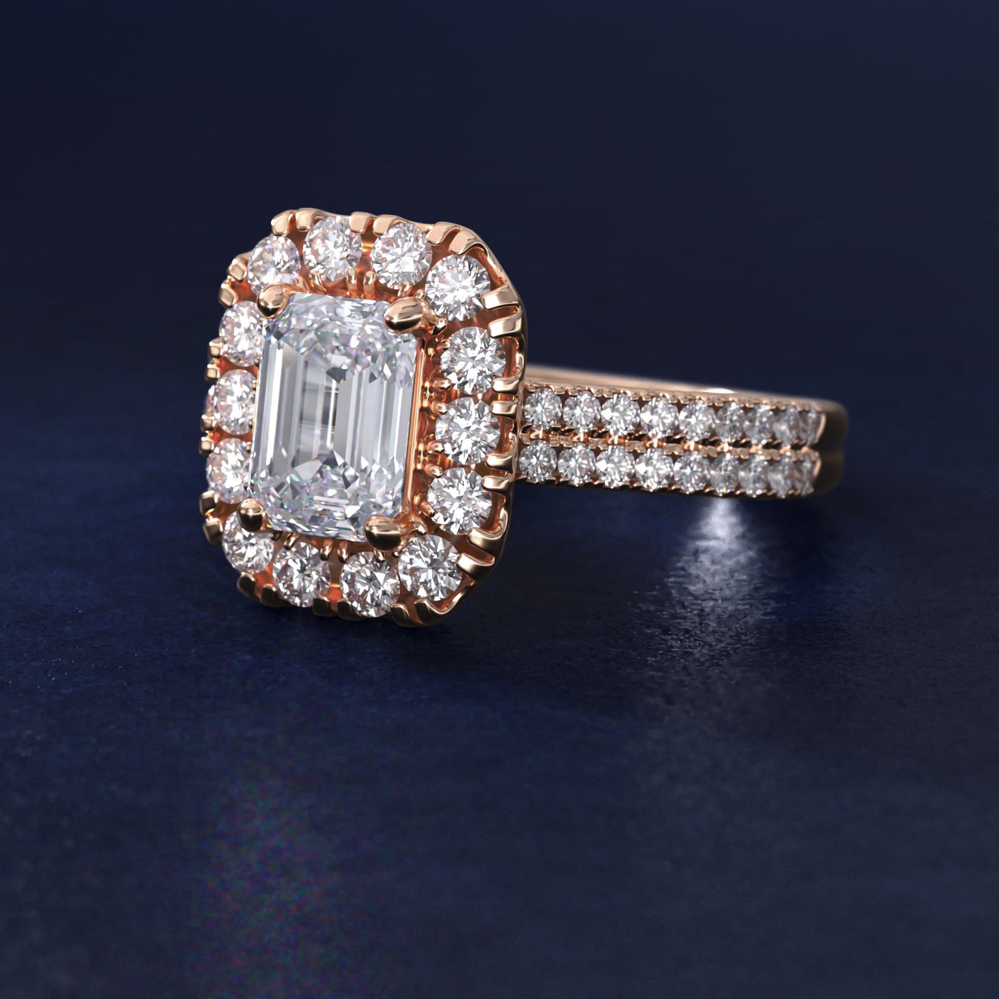 Double Shank Diamond Halo Engagement Ring In 14K Rose Gold By James Allen - Emerald Center