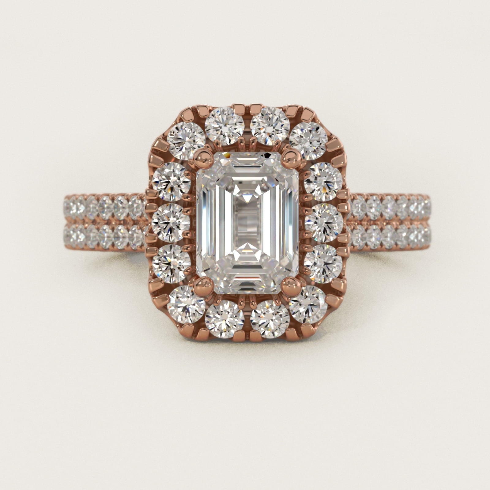 Double Shank Diamond Halo Engagement Ring In 18k Rose Gold By James Allen - Emerald Center