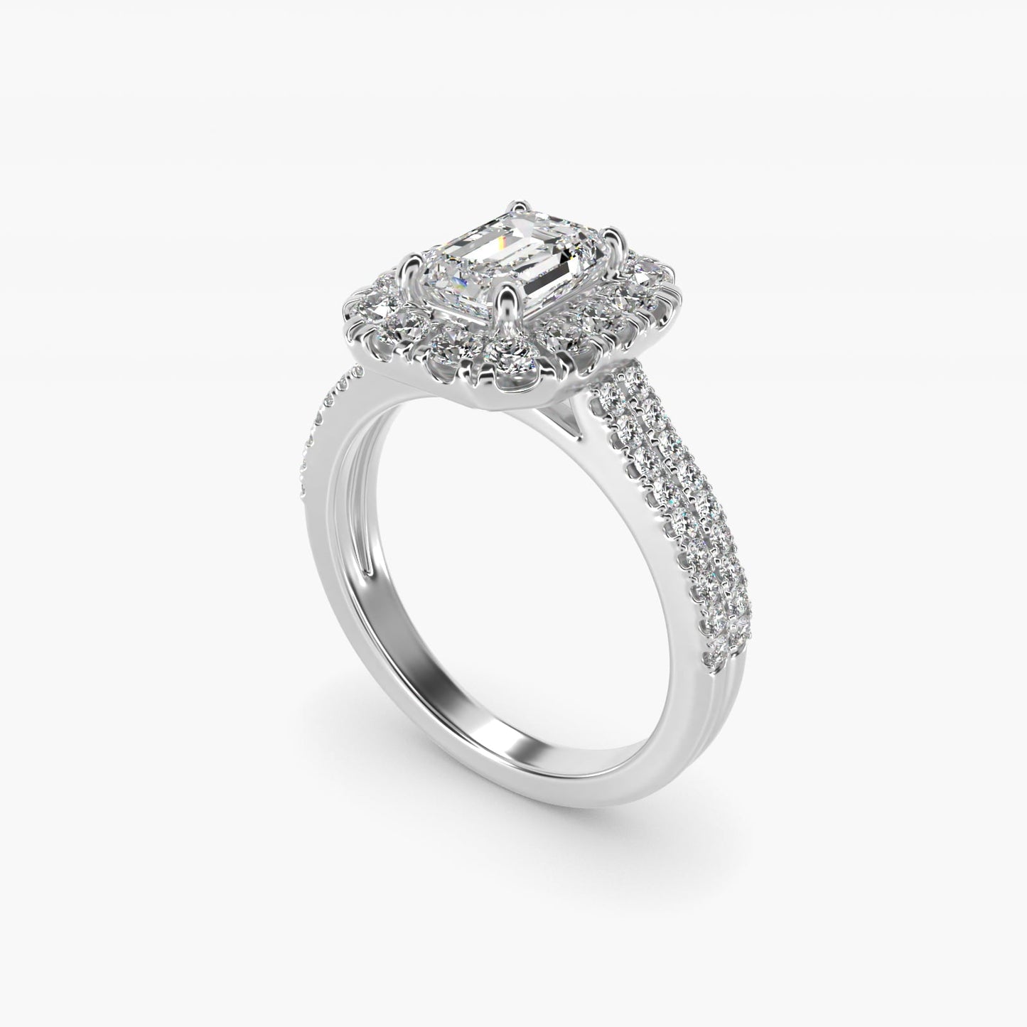 Double Shank Diamond Halo Engagement Ring In 18k White Gold By James Allen - Emerald Center