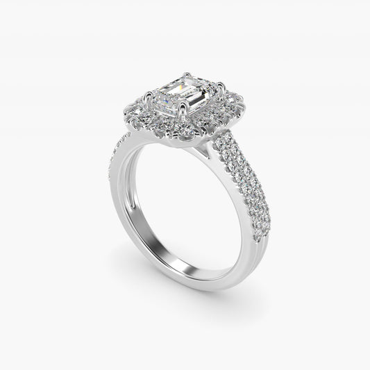 Double Shank Diamond Halo Engagement Ring In 18k White Gold By James Allen - Emerald Center