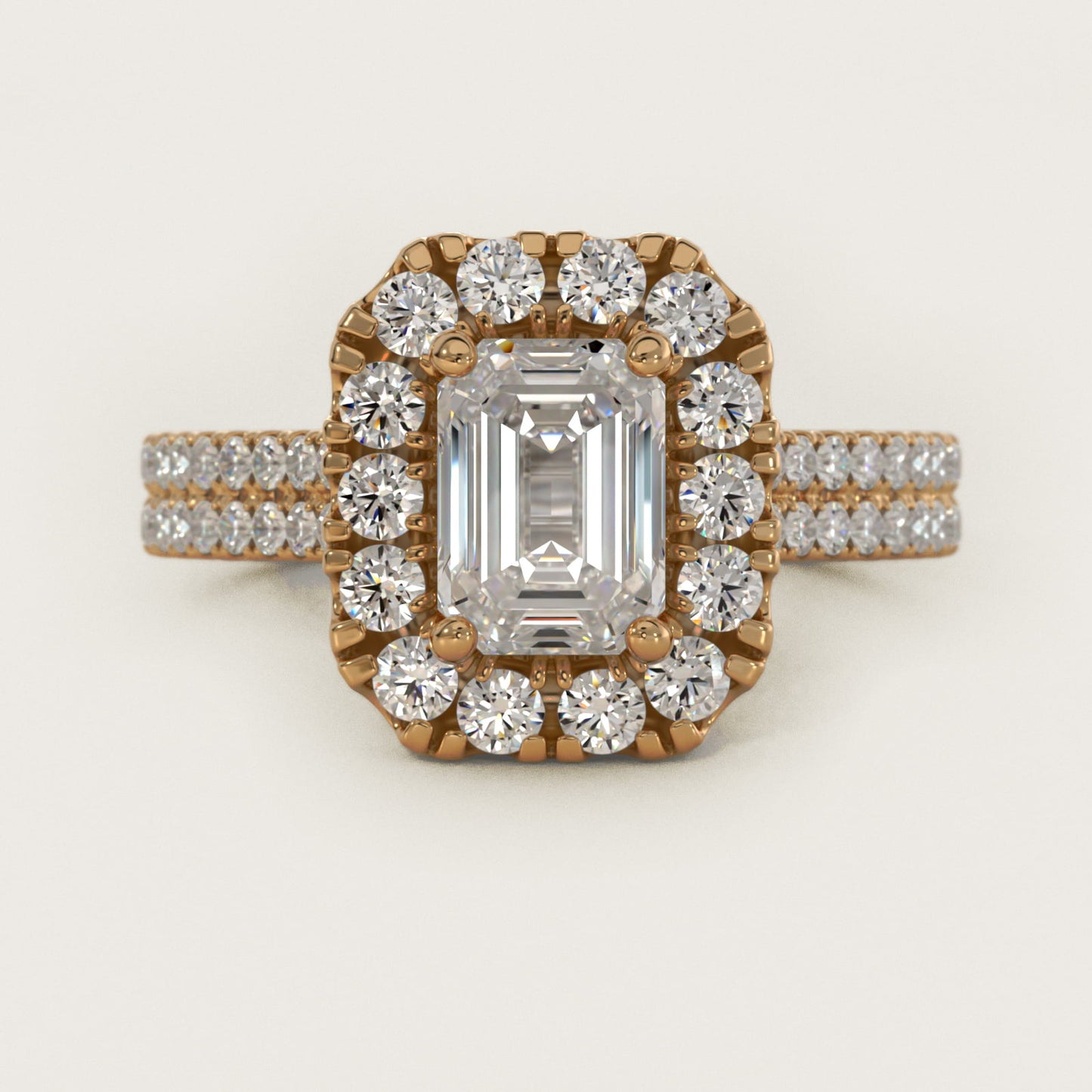 Double Shank Diamond Halo Engagement Ring In 14K Yellow Gold By James Allen - Emerald Center