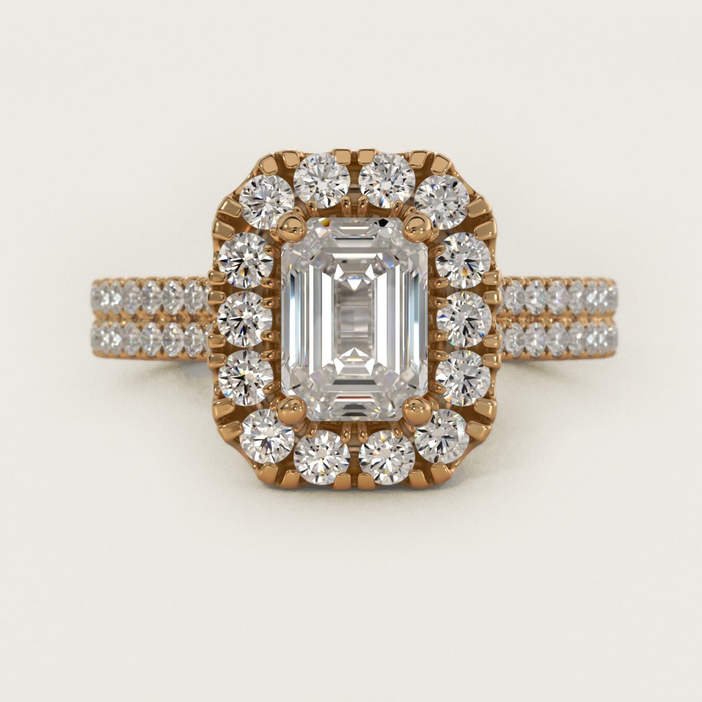 Double Shank Diamond Halo Engagement Ring In 18k Yellow Gold By James Allen - Emerald Center