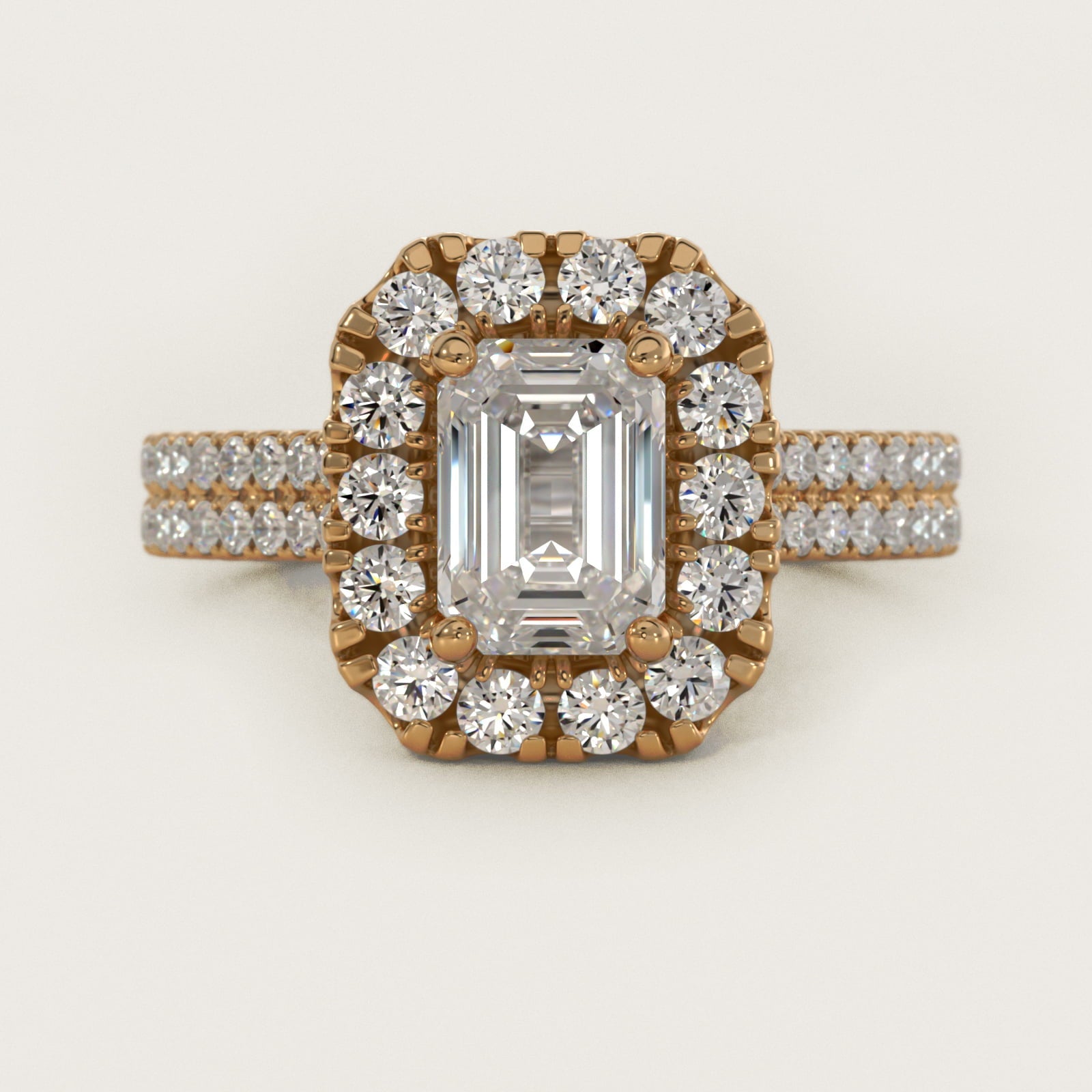 Double Shank Diamond Halo Engagement Ring In 18k Yellow Gold By James Allen - Emerald Center