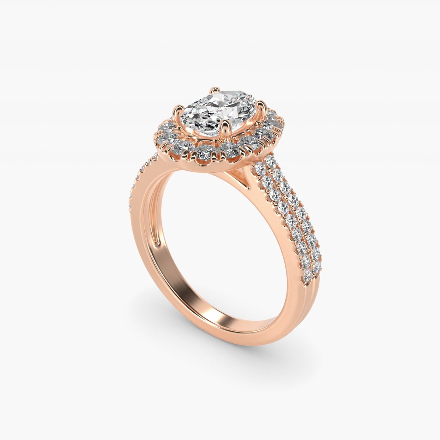 Double Shank Diamond Halo Engagement Ring In 18k Rose Gold By James Allen - Oval Center