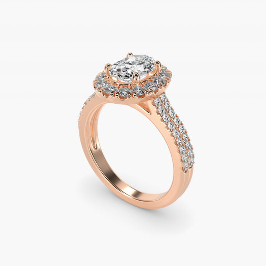 Double Shank Diamond Halo Engagement Ring In 18k Rose Gold By James Allen - Oval Center
