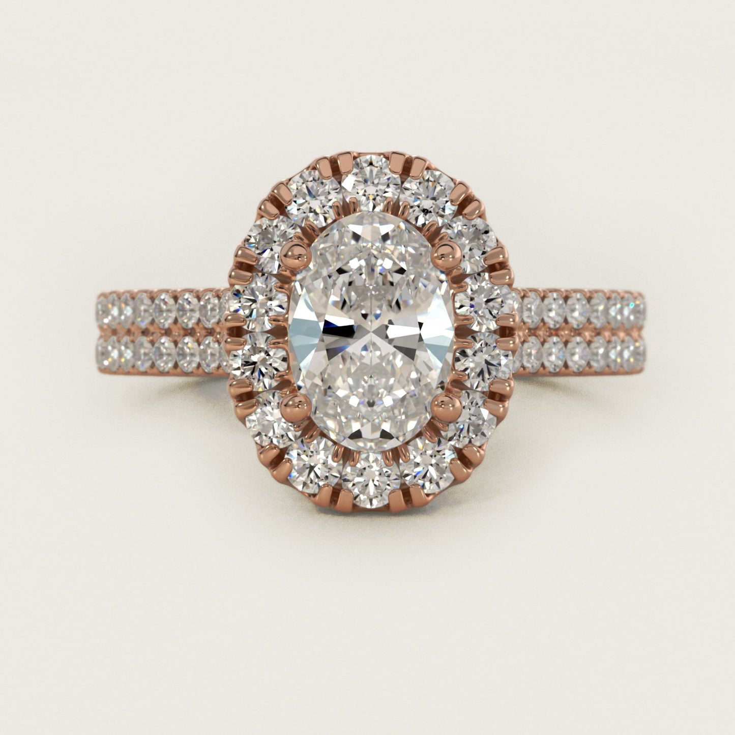 Double Shank Diamond Halo Engagement Ring In 18k Rose Gold By James Allen - Oval Center