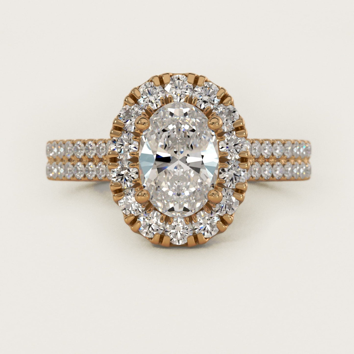 Double Shank Diamond Halo Engagement Ring In 18k Yellow Gold By James Allen - Oval Center
