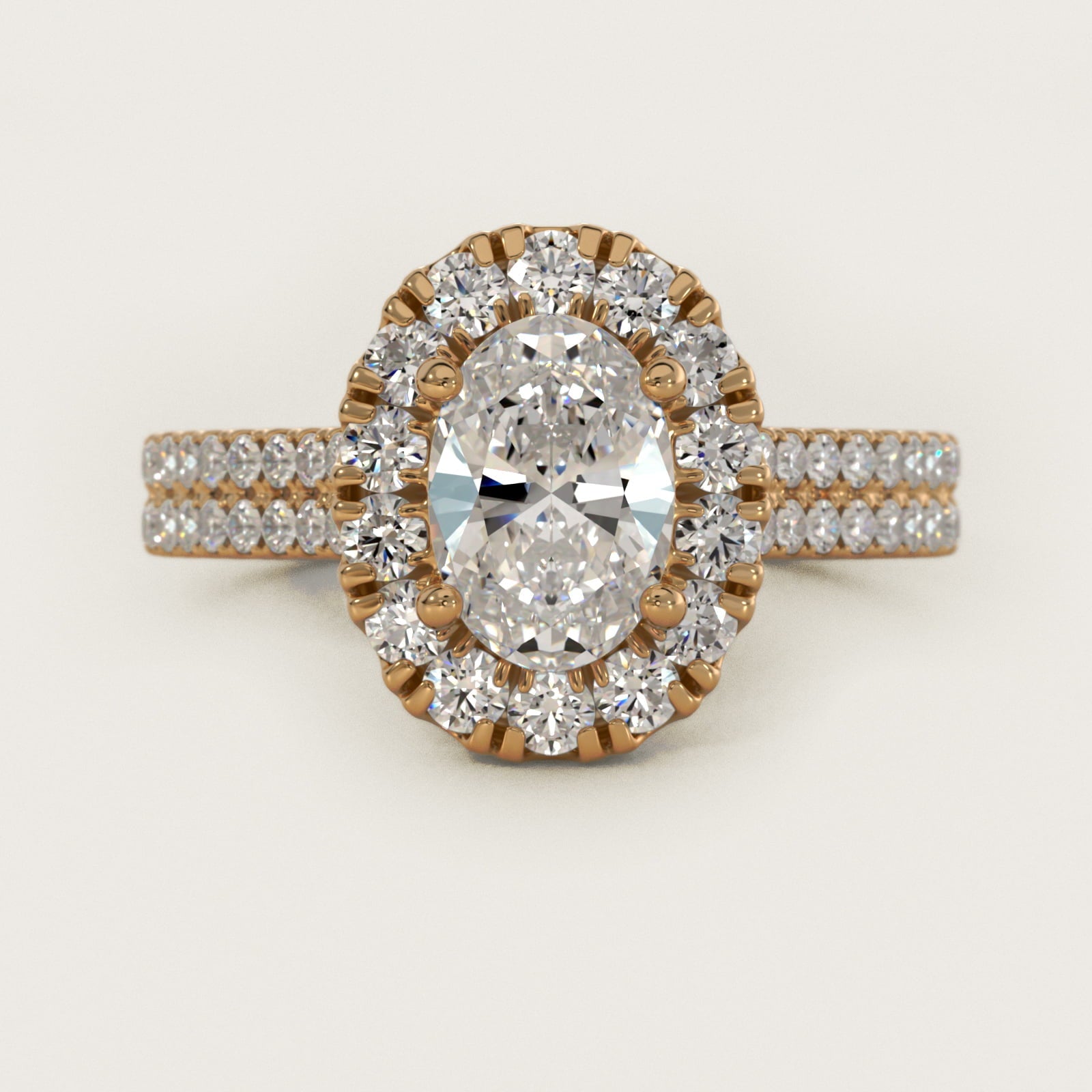 Double Shank Diamond Halo Engagement Ring In 18k Yellow Gold By James Allen - Oval Center