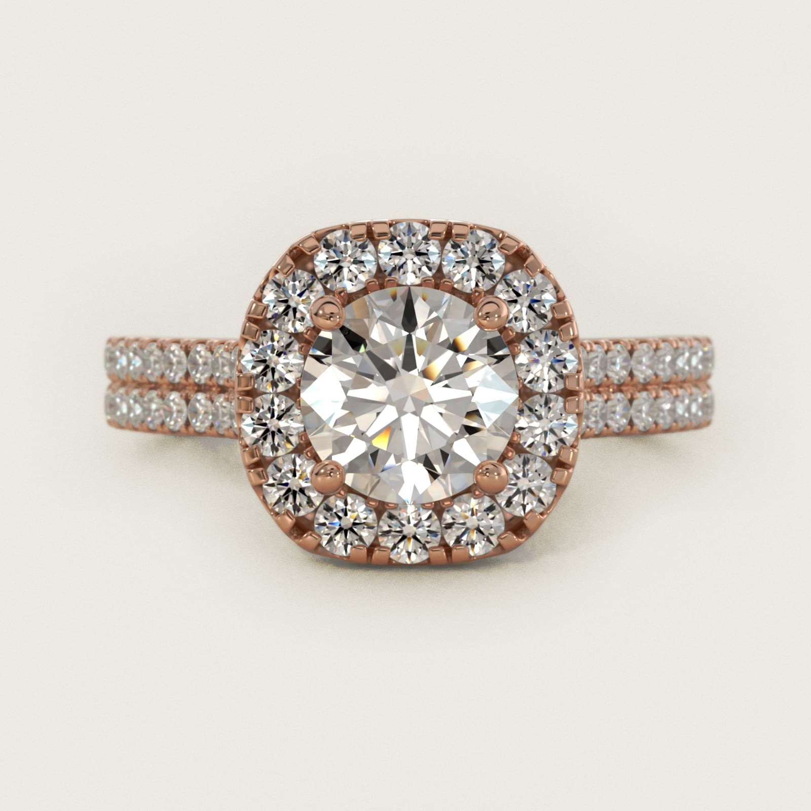 Double Shank Diamond Halo Engagement Ring In 18k Rose Gold By James Allen - Round Center