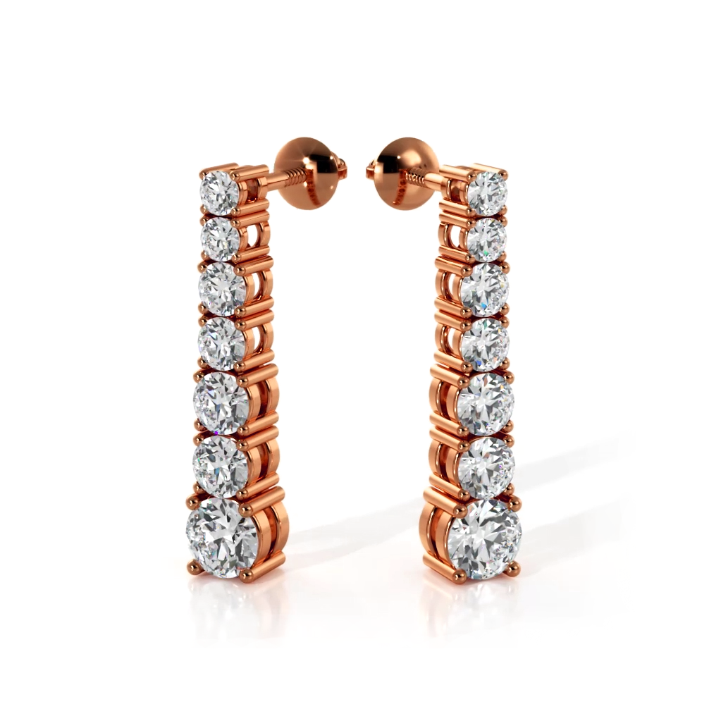 1.0 ctw. Round Diamond Cascade Drop Earrings - 14K Yellow Gold - G-H Color SI1-SI2 Clarity