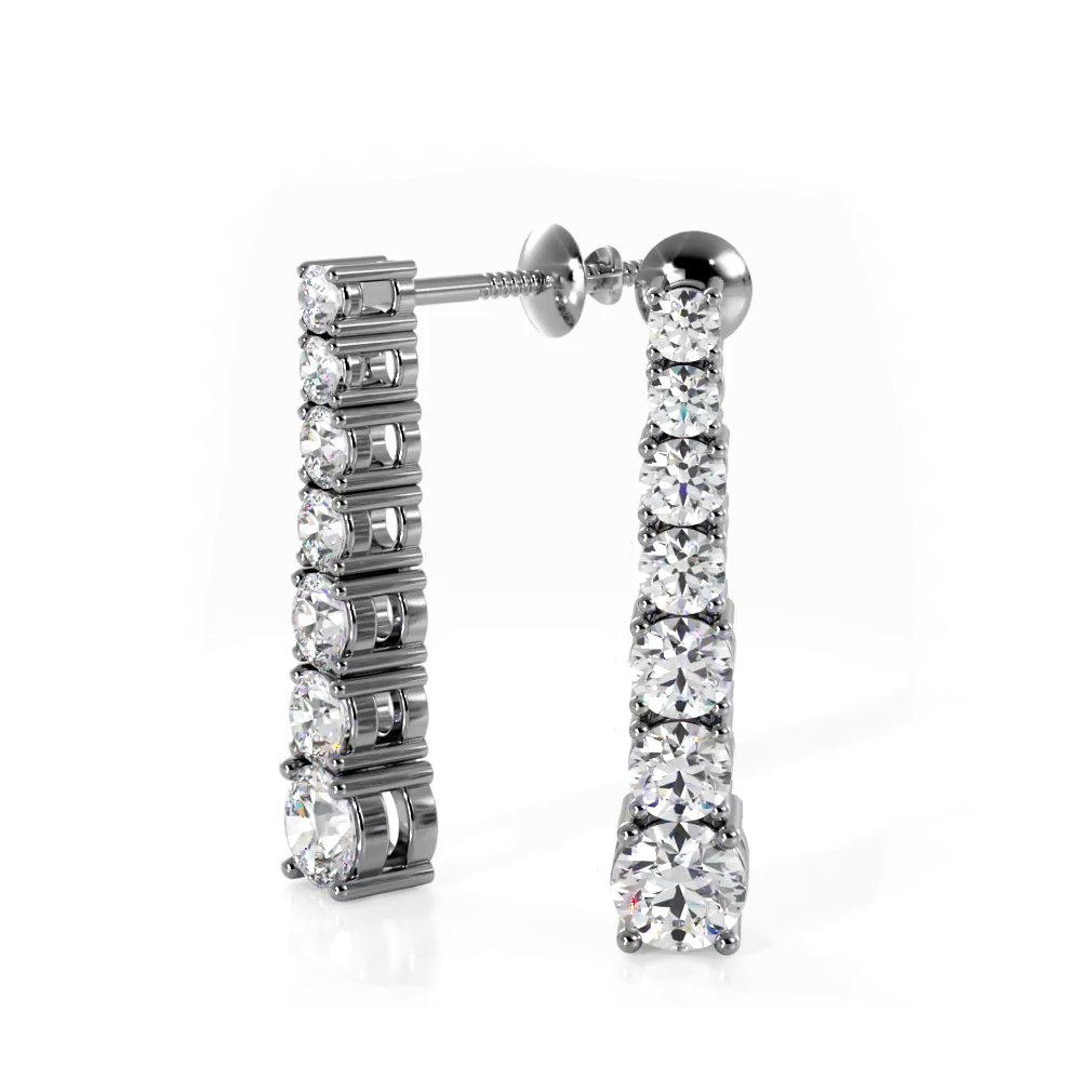 1.0 ctw. Round Diamond Cascade Drop Earrings - 14K White Gold - H-I Color I1-I2 Clarity