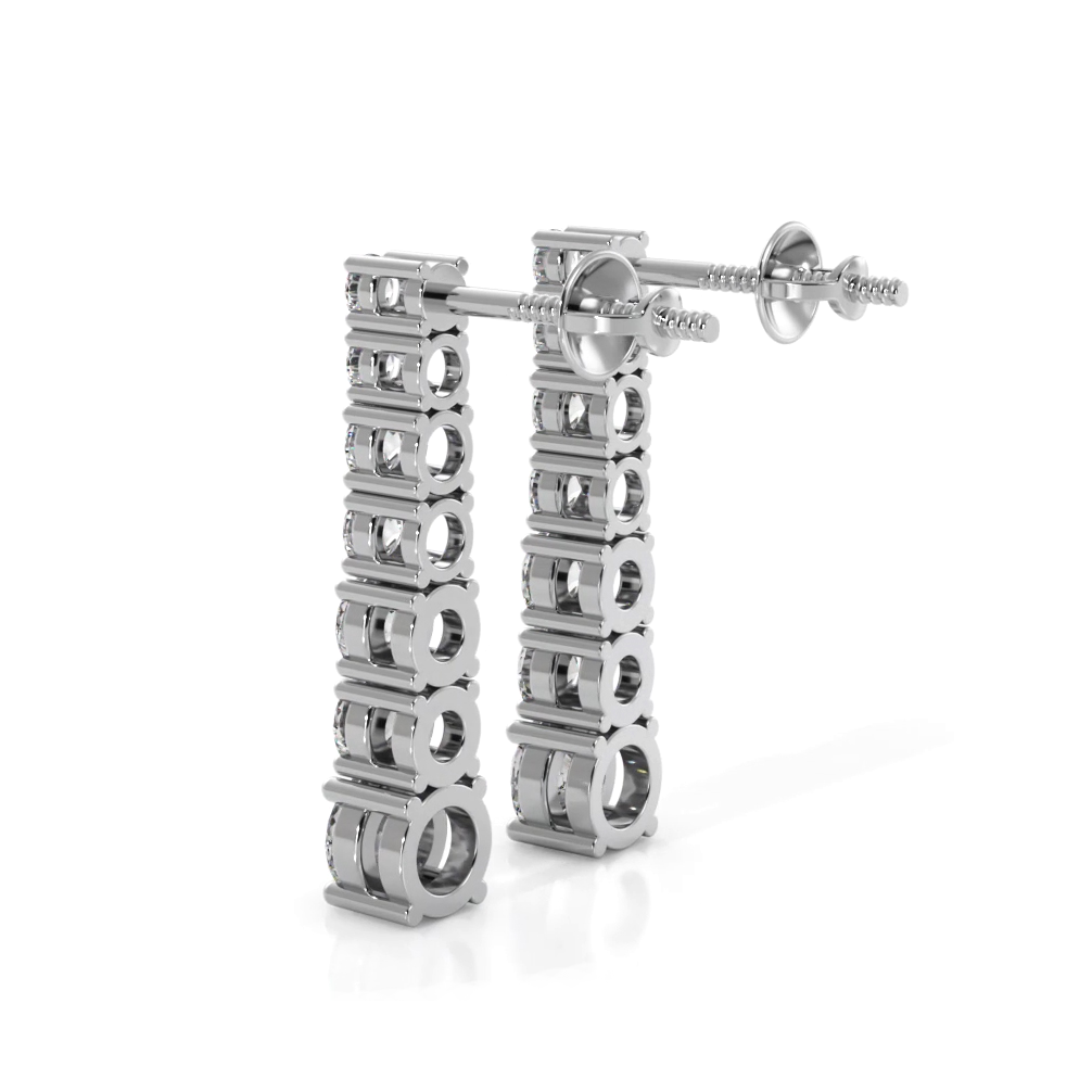 1.0 ctw. Round Diamond Cascade Drop Earrings - 14K White Gold - F-G Color VS1-VS2 Clarity
