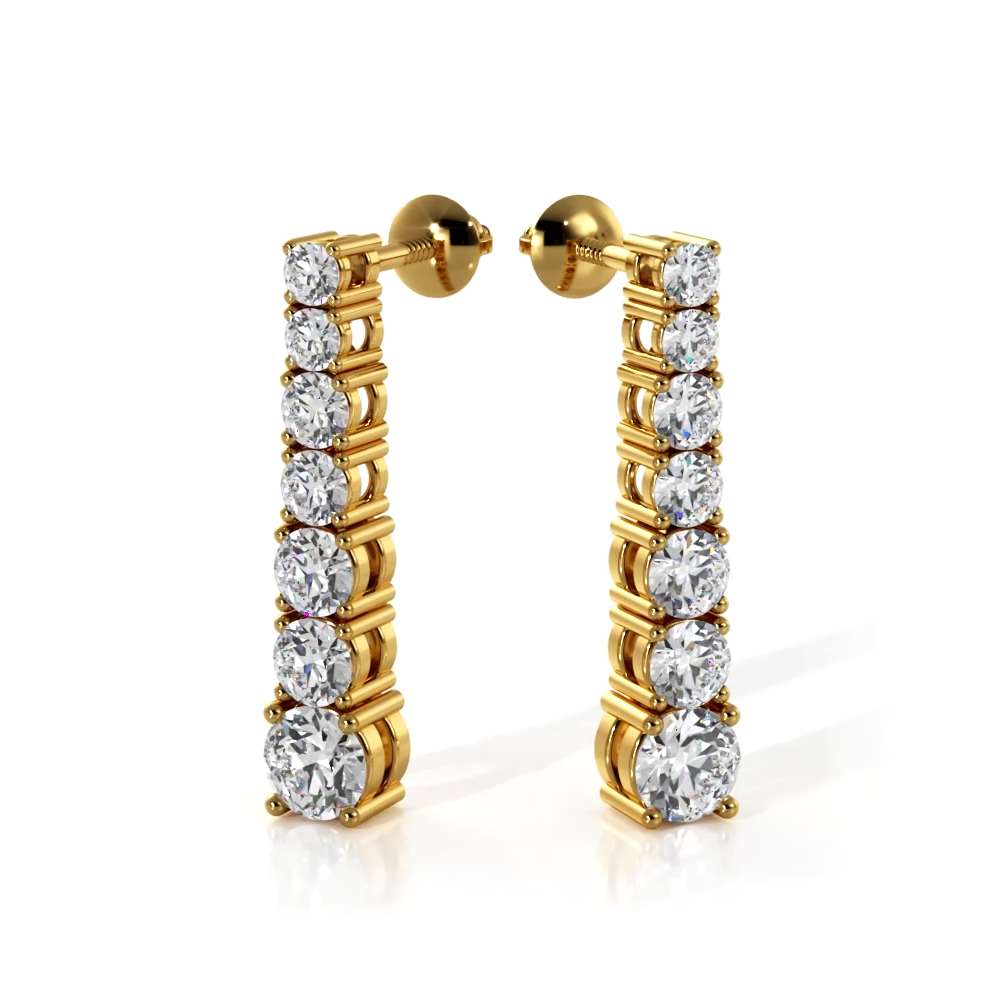 1.0 ctw. Round Diamond Cascade Drop Earrings - 14K Yellow Gold - E-F Color VS1-VS2 Clarity