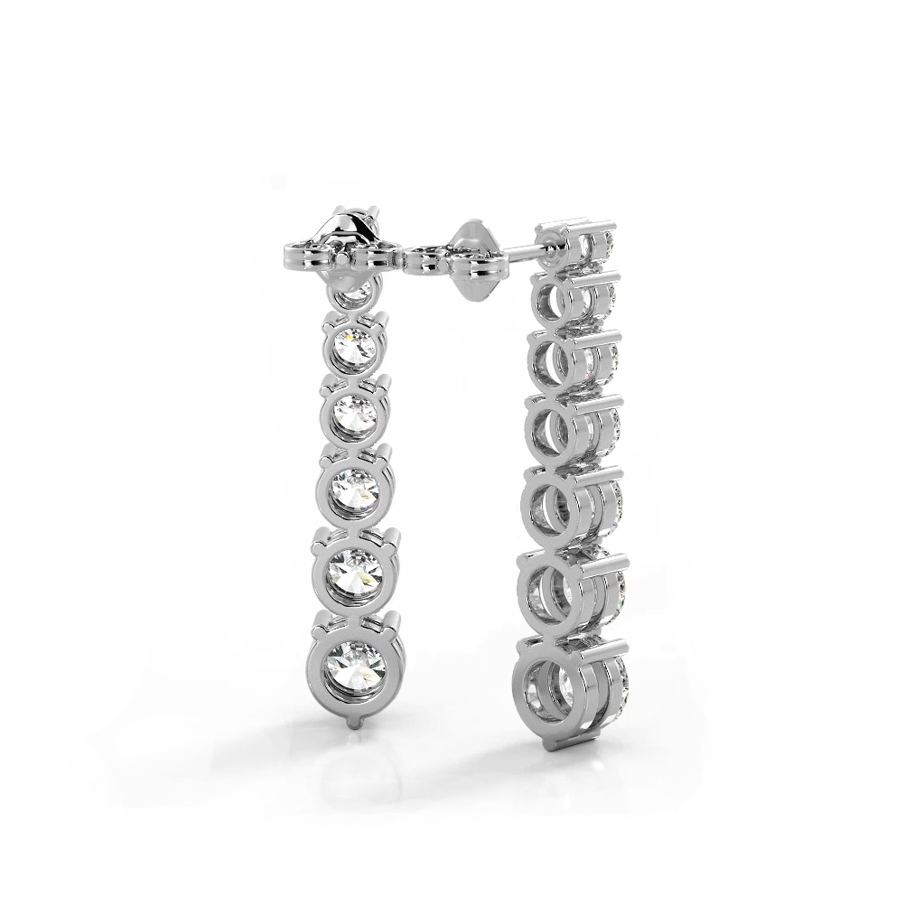 2.0 ctw. Round Diamond Cascade Drop Earrings - 14K White Gold - H-I Color I1-I2 Clarity