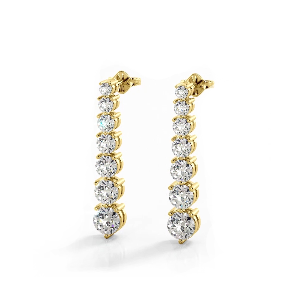 2.0 ctw. Round Diamond Cascade Drop Earrings - 14K Yellow Gold - E-F Color VS1-VS2 Clarity