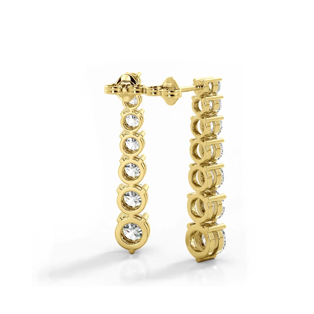 2.0 ctw. Round Diamond Cascade Drop Earrings - 14K Yellow Gold - H-I Color I1-I2 Clarity