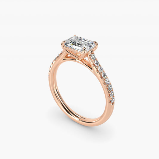 East West Diamond Engagement Ring in 18k Rose Gold - Emerald Center
