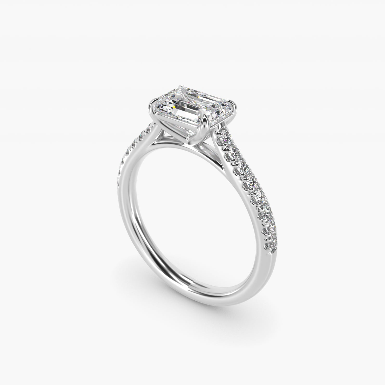 East West Diamond Engagement Ring in Platinum - Emerald Center