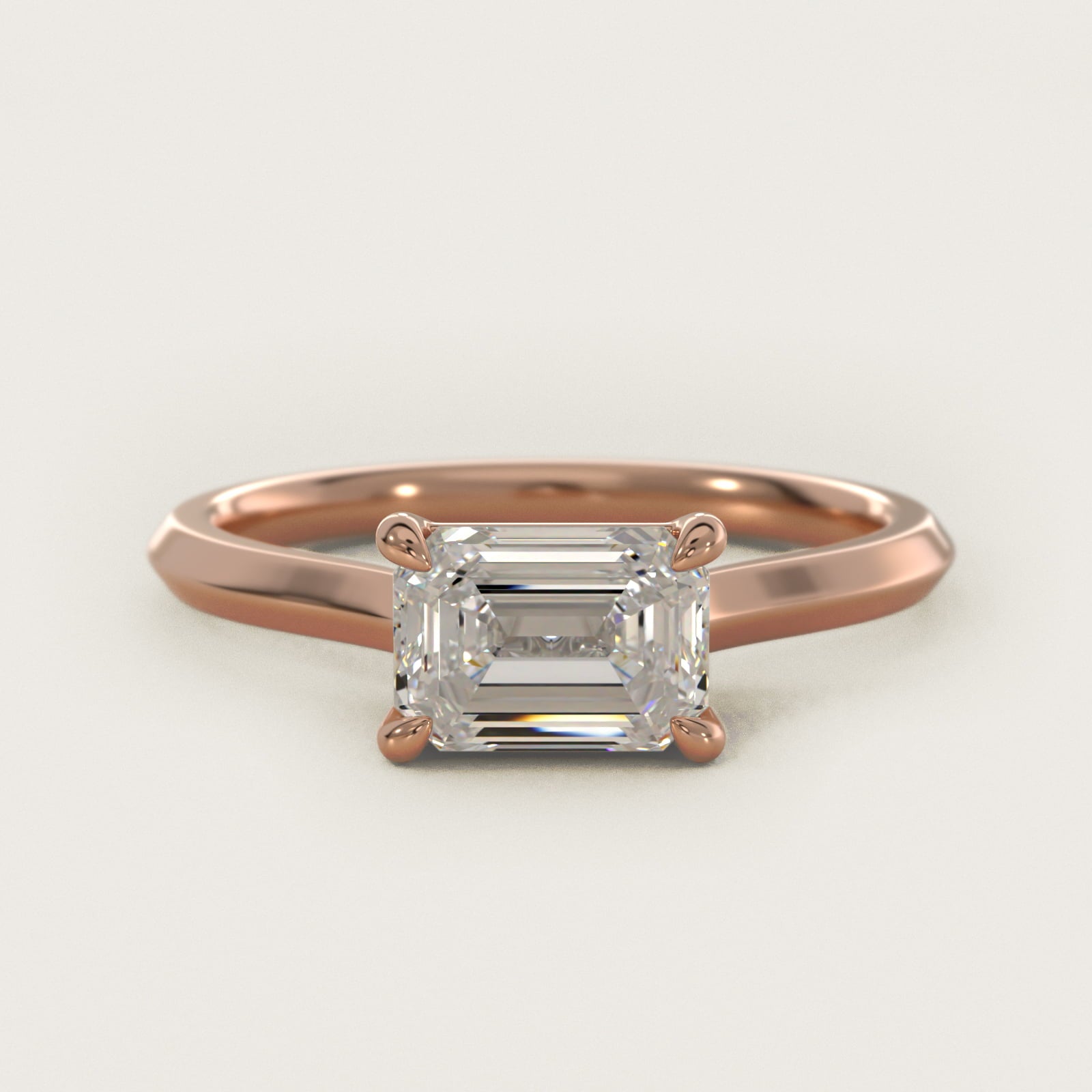 East West Knife Edge Cathedral Solitaire Engagement Ring In 18k Rose Gold By James Allen - Emerald Center