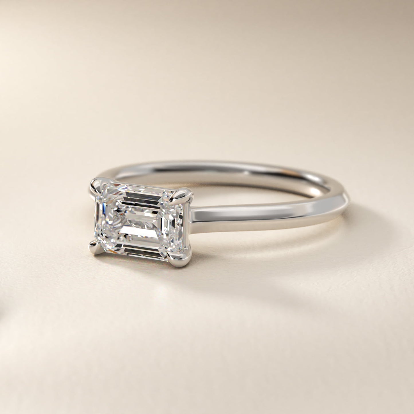East West Knife Edge Cathedral Solitaire Engagement Ring In 14K White Gold By James Allen - Emerald Center