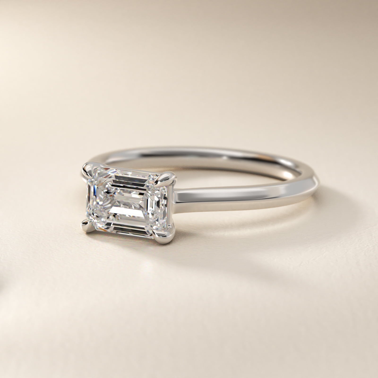 East West Knife Edge Cathedral Solitaire Engagement Ring In 14K White Gold By James Allen - Emerald Center