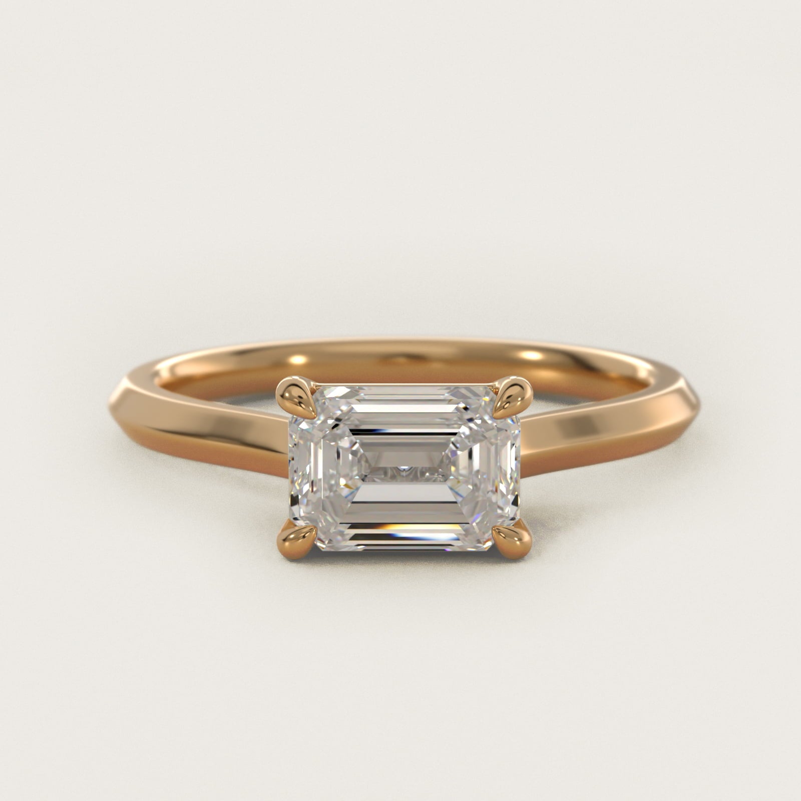 East West Knife Edge Cathedral Solitaire Engagement Ring In 18k Yellow Gold By James Allen - Emerald Center
