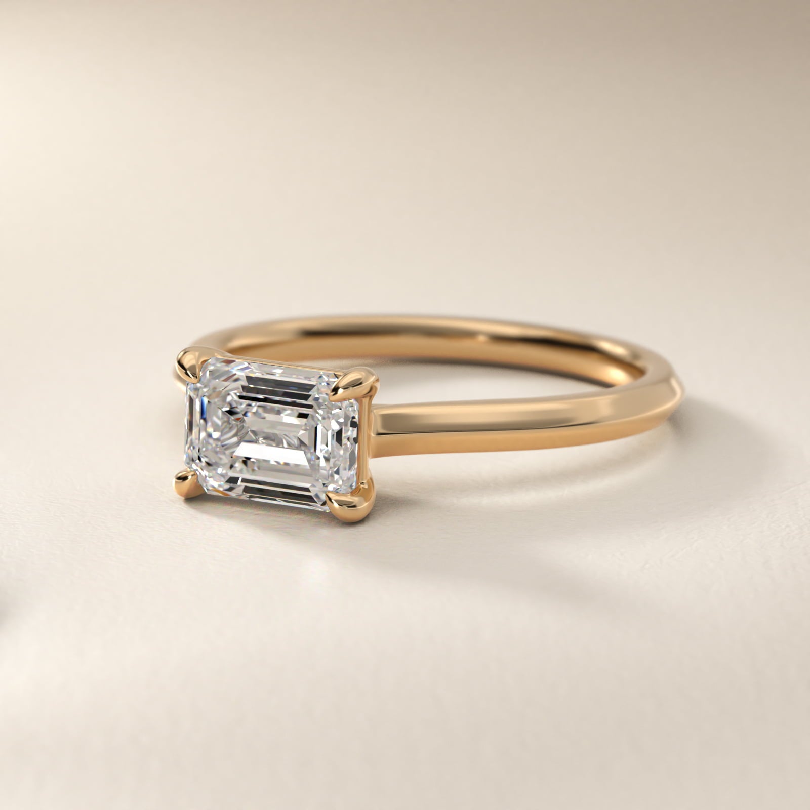 East West Knife Edge Cathedral Solitaire Engagement Ring In 14K Yellow Gold By James Allen - Emerald Center