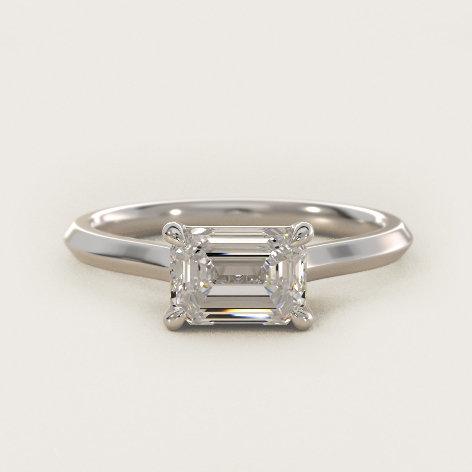 East West Knife Edge Cathedral Solitaire Engagement Ring In Platinum By James Allen - Emerald Center