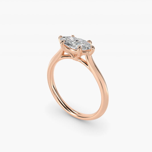 East West Knife Edge Cathedral Solitaire Engagement Ring In 18k Rose Gold By James Allen - Marquise Center