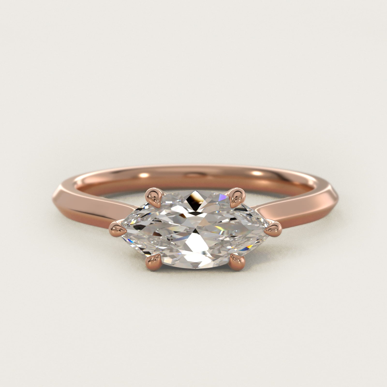 East West Knife Edge Cathedral Solitaire Engagement Ring In 18k Rose Gold By James Allen - Marquise Center