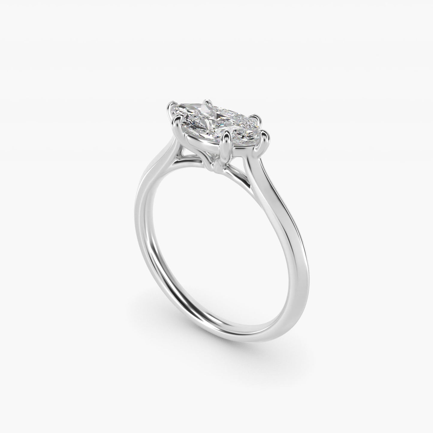 East West Knife Edge Cathedral Solitaire Engagement Ring In 14K White Gold By James Allen - Marquise Center