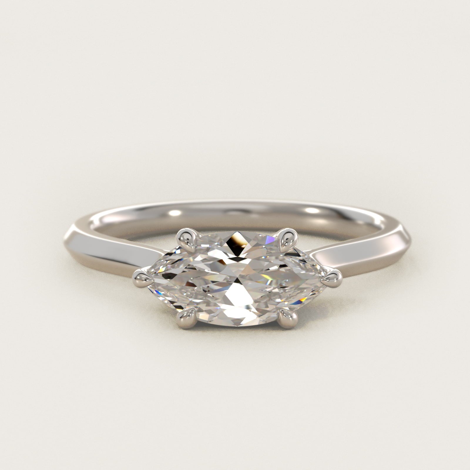 East West Knife Edge Cathedral Solitaire Engagement Ring In 14K White Gold By James Allen - Marquise Center