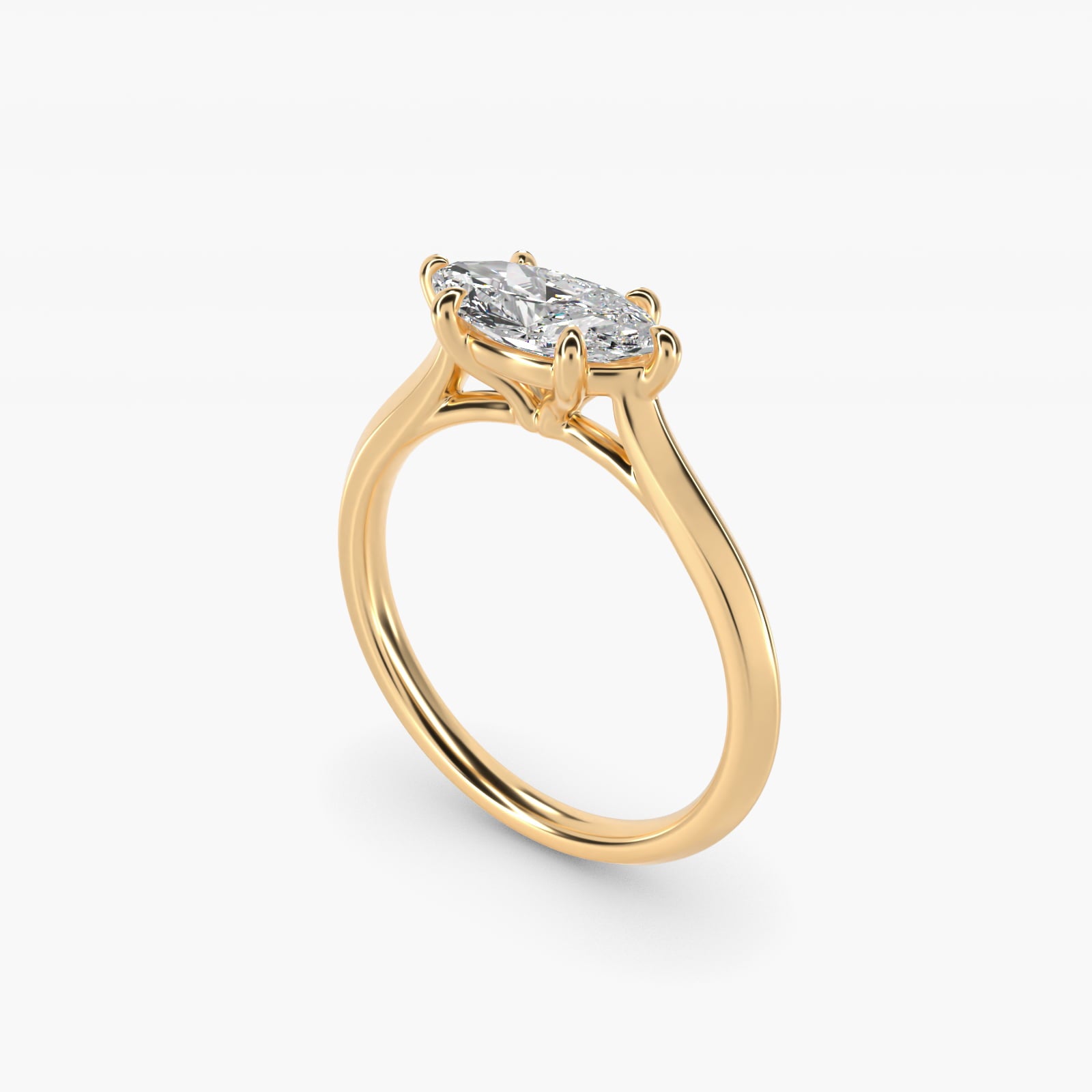 East West Knife Edge Cathedral Solitaire Engagement Ring In 18k Yellow Gold By James Allen - Marquise Center